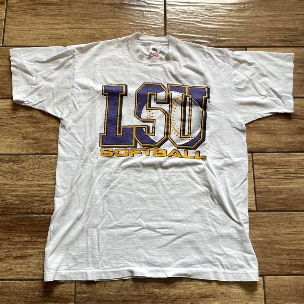 Vintage 90's LSU Softball Shirt Single Stitch Size Large